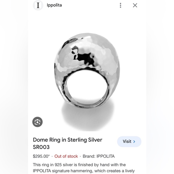 IPOLITA Classic Sterling Silver Hammered Dome Ring - Picture 2 of 11
